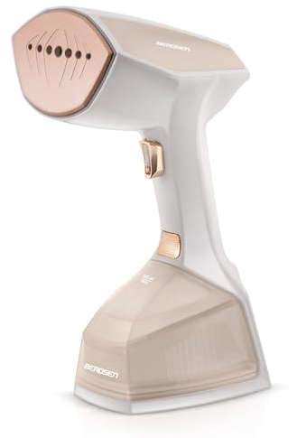 Berdsen Dampfglätter Steamer Dampfbügel Reise 2000 W Dampfsteuerung Dampfleistung 45 g/min LCD Set Mit Bürstenaufsatz 360 ml Wasserbehälter Tragetasche Beige