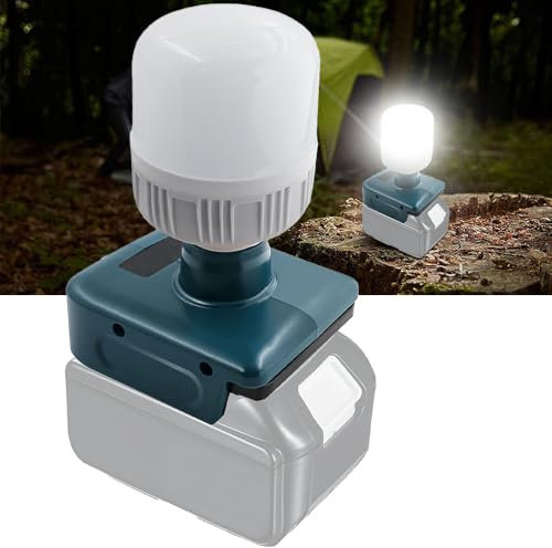 Lampe Rechargeable pour Makita Batterie 18V, Afenau 12W Lampe de Travail avec E27 Bulbs Réglable 350-1300LM, Portable LED Lampe Sans Fil pour Batterie 18V,Projecteur de Chantier