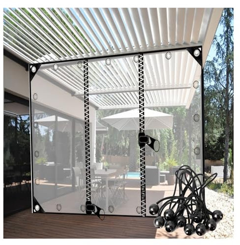 ZHZHXR Klare Zeltplanen mit Ösen, Reißfest Wetterfeste Plane, PVC-Kunststoff-Plane mit Reißverschluss-Tür für Terrasse, Gärten (2x3.5m)