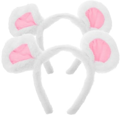 Beavorty 2pcs Plush Mouse Ears Headband Girl Hair Accessories Soft Cozy Cartoon Style for Dress up Events