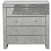 Moderne verspiegelte Kommode mit Kristallgriffen, Glas-Aufbewahrungseinheit für Schlafzimmer oder Wohnzimmer, eleganter Sideboard-Schrank für stilvolle Wohnkultur