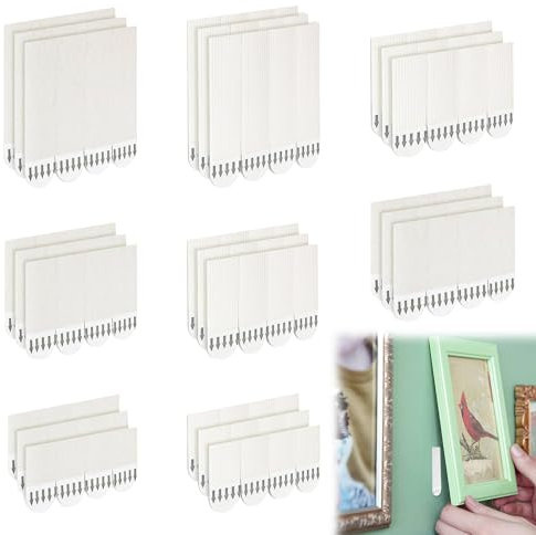 Command Languettes Accroches Tableaux, Résistantes à l'Eau Amovibles Languette Accroche Tableau,48 Paires Attache Tableau Sans Percer,Accroche Cadre Sans Percer pour Décos de Noël,Cadres