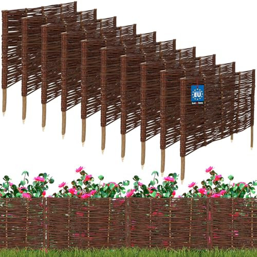 KOTARBAU® 10er Set Beetbegrenzung Weidenzaun 60 x 40 cm Zaun Beeteinfassung Beet Beetumrandung Steckzaun Rasenkante Weide Beeteinfassung Gartenzaun Zum Stecken Flexible Weidengeflecht