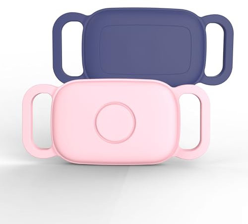 [2 Pack] Dog Collar Holder for Tile Pro 2024 Tracker, Waterproof Silicone case for Tile Life360 pro, Durable Flexible Scratch Resistant Cover Finder for pet cat Necklace Accessories(Blue/Pink)