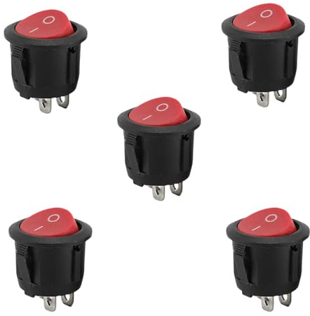 5 Stück Kippschalter Schalter 12v On/Off Einrastbare mit Selbsthemmung Mini 2 Polig Wippschalter für Einbau Wohnmobil Switch Taster Modellbau Auto Boot HaushaltsgeräTe Lampenschalter Einrastbare (Rot)