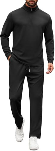 COOFANDY Herren-Trainingsanzüge, 2-teilig, lässig, athletisch, Sweatsuit, Viertelreißverschluss, langärmelig, Laufsport-Outfits