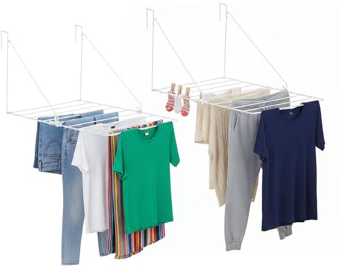 caprican Over-the-Door Utility Clothes Airer 7m | Heavy-Duty Folding Indoor Laundry Rack | Space-Saving Hanging Dryer for Bathroom, Caravan & Balcony | Rust-Resistant White Metal (2 Racks)