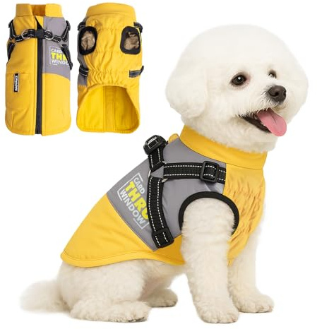 Flow fire Winter Hundemantel Wasserdicht für Grosse Hunde, Hundejacke mit Bauchschutz, Hunde Wintermantel Reflektierend L