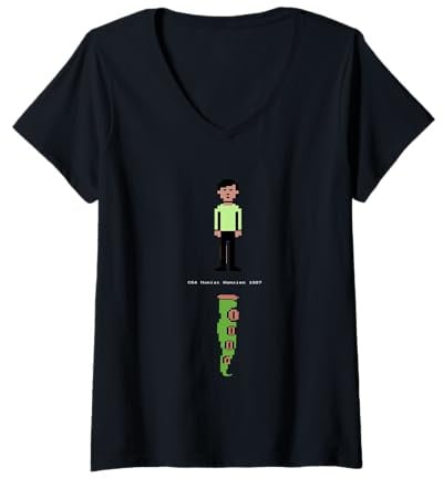 Damen C64 Maniac Mansion 1987 Retro-Abenteuerspiel T-Shirt mit V-Ausschnitt