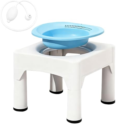 Sitzbadewanne, Tragbares Sitzbad mit integriertem Hocker, hockfreier Sitzbadhocker, abnehmbares Sitzbad mit Spülfunktion, geeignet zur Behandlung von Hämorrhoiden, zur postnatalen Pflege und zur Alten