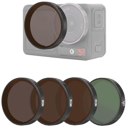 YALLSAME Kit di filtri ND CPL per DJI Osmo Action 3/4/5 Pro, confezione da 4 filtri polarizzanti a densità neutra a scatto, ND8/16/32/CPL per riprese in luce intensa all'aperto, telaio in alluminio in
