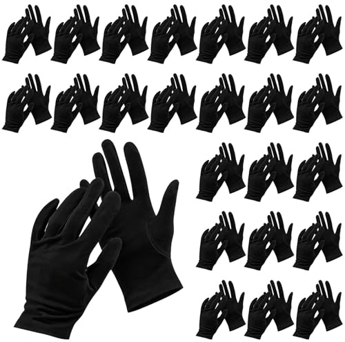 24 Paar Schwarze Baumwollhandschuhe, Arbeitshandschuhe Herren Handschuhe Baumwolle, Inspektionshandschuhe, Schutzhandschuhe Baumwolle, Work Cotton Gloves für Schmuckinspektion, Archivreinigung