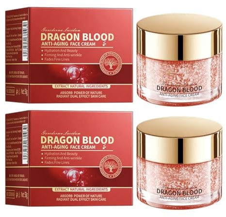 Dragon Blood Anti-Aging Face Cream with Natural Ingredients, Hydration and Firming, Fades Fine Lines and Wrinkles, 2 Pack