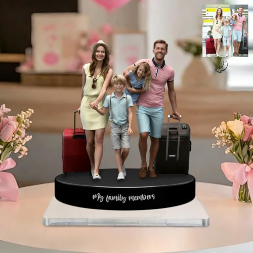 Personalisierte Familien Cartoon Figuren Acryl Schreibtischdekoration | Individuelle 2D Cartoon Porträt Skulpturen Individuelle Figuren von dir selbst nach Foto