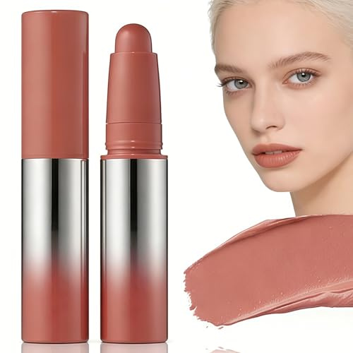 Rose Nude Matte Lipstick Crayon for Women, Waterproof, Long-Lasting & Transfer-Proof, Highly Pigmented Creamy Velvet Texture, Soft Formula for Dry Lips, Christmas Makeup-01