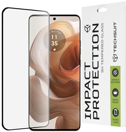 Techsuit Displayschutzfolie für Motorola Edge 50 Ultra Gehärtetes Glas mit 9H Härte, Vollständige Abdeckung, 3D Gebogene Kante, Stoßschutz, Anti Fingerabdruck, Blasenfrei, 111D Full Glue