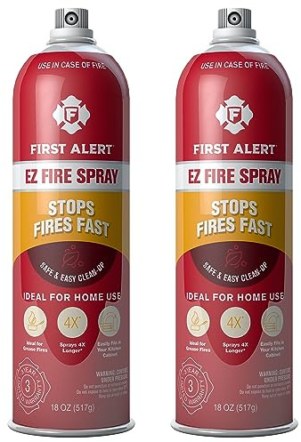 First Alert EZ Fire Spray, Extinguishing Aerosol Spray, Pack of 2, AF400-2, RED