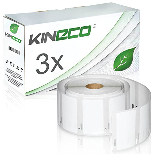 Kineco 3x 1000 Etiketten 57mm x 32mm, Dymo kompatible, 3000 Etiketten, Weiß, Rechteckig