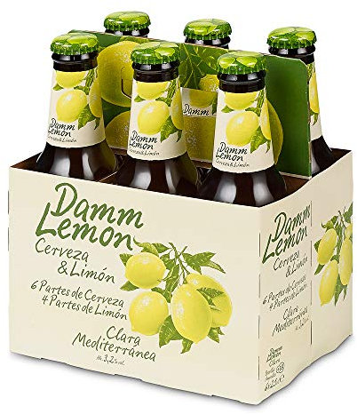 Damm Lemon | Cerveza Clara Mediterránea | Limón| Toque Lima | Mediterráneo | Pack 6 x 250 ml.