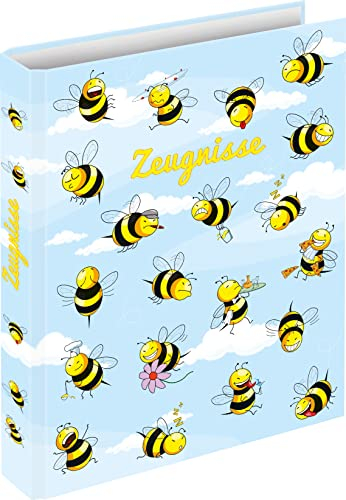 RNK 46495 - Zeugnisringbuch Crazy Bees für DIN A4 Formate mit 4 Ring-Mechanik, 1 Stück