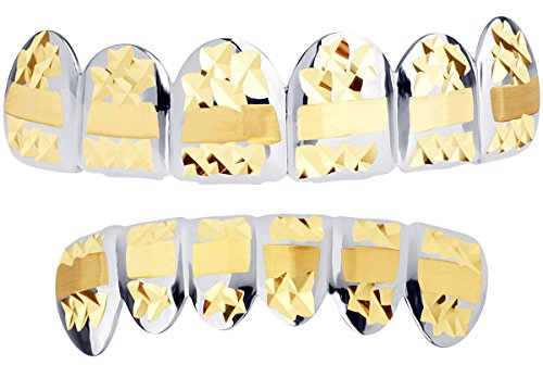 Silber Grillz - One size fits all - Diamond Cut III - SET