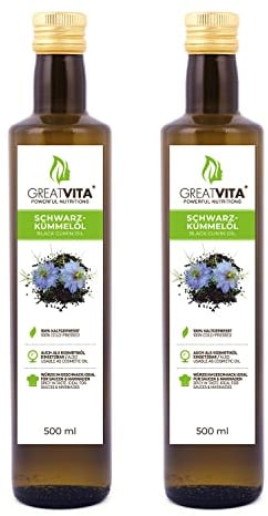 GREAT VITA Schwarzkümmelöl, kaltgepresst und 100Prozent Rein, Uni, 1 l (1er Pack)