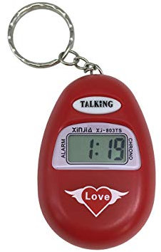VISIONU Portachiavi con Orologio Parlante Sveglia In Lingua Italiana Per Ciechi Non Vedenti (Rosso)