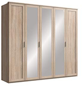 Wimex Nadja Drehentürenschrank-3 Spiegel, Eiche Sägerau-Nachbildung, 58 x 225 x 208 cm