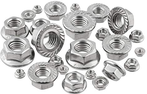 Flanschmuttern mit Sperrverzahnung M10 DIN 6923 Edelstahlmuttern Sperrzahnmuttern Bundmuttern Sechskantmuttern mit Flansch M10 10 Stück