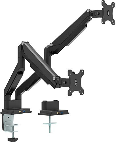 InLine® Tischhalterung mit Lifter und USB/Audio, beweglich, für Zwei Monitore bis 81cm (32), max. 9kg