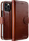STILGUT Talis kompatibel mit iPhone 12 Pro Max (6.7“) Hülle mit Kartenfach aus Leder, Flip Cover, Wallet Case, Handyhülle mit Fächern, Standfunktion & Verschluss - Cognac Antik