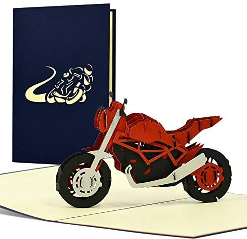 Geburtstagskarte Motorrad | 3D Pop-up I Geschenkidee für Biker | Glückwunschkarte oder Gutschein für Motorrad-Führerschein, Enduro, Dirtbike, T21