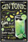 WOGEKA ART Retro Blechschild - Gin Tonic Cocktail Tonic Water Limetten Ice - witziger Spruch Geschenk-Idee zum Geburtstag Weihnachten Dekoration 20x30 cm Vintage-Design Metall 1060