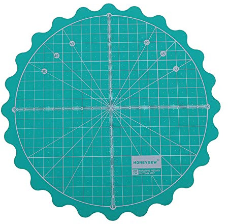 EXCEART Rotary Self- Healing Cutting Mats Round Rotating Turntable Green PVC Grid Cut Matt for Sewing Quilting Scrapbooking Crafts Projects 23X23cm