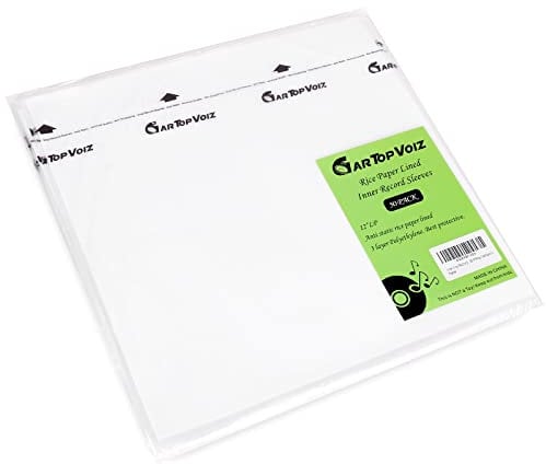 Inner Vinyl Record Sleeves, Gartopvoiz 50pcs 3 Layer Clear Ablum Cover Anti Static with Rice Paper for 12 33 RPM Vinyl Record Protection