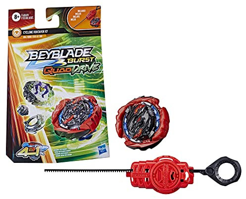 Beyblade Burst QuadDrive Cyclone Roktavor R7 Beyblade Kreisel Starter Pack, Ausdauer-/Verteidigungs-Typ Kampfspiel mit Launcher, Spielzeug für Kinder, Mehrfarbig