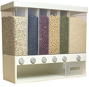 SENDERPICK 6-in-1 Müsli Spender Wandmontierter Trockenfutterspender, Vorratsdosen Set Lebensmittelspender Wandmontiert 10kg