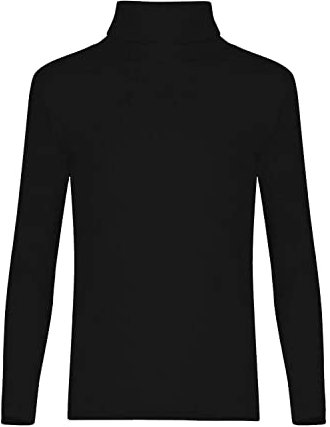 LUXE DIVA Kids Unisex Girls Boys Rib Polo Neck Top Turtle Neck Long Sleeve Rib Tops Size 5/6 7/8 9/10 11/12 & 13 Years Black