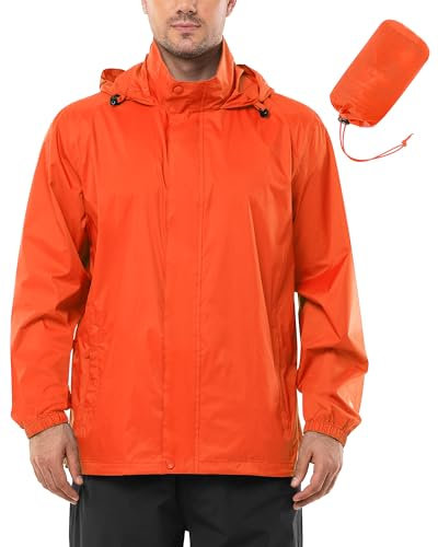 Outdoor Ventures Regenjacke Herren Wasserdicht Ultraleichte Dünne Faltbare Regenmantel Atmungsaktiv Fahrrad Regenjacke Sport Tiefrot M