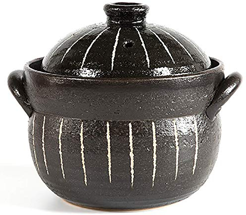 FZYE Cazuela de cerámica, Olla de arroz con Tapa Doble, cazuela de estofado, Olla de Sopa, Olla de Barro, Olla de cocción de arroz, estofado, Olla de Sopa Saludable con Palo, Horno de s