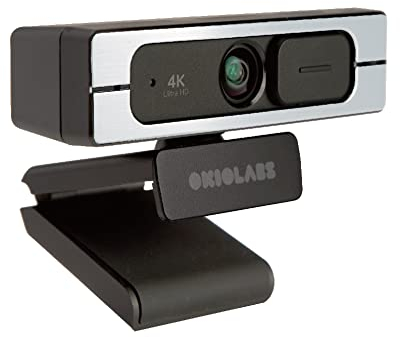OKIOLABS A8 4K Webcam Ultra HD avec Double Microphones, Correction Automatique de la lumière, pour Streaming Facecam, Caméra de PC/Mac, Couvercle de Privacité Intégrée