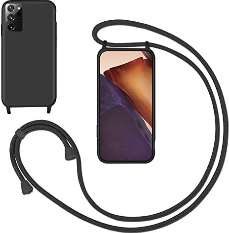 GoodcAcy Handykette Handyhülle für Samsung Galaxy Note 20 Ultra,Smartphone Necklace Hülle mit Band Schutzhülle mit Kette zum umhängen Halskette Flüssig Silikon Case für Galaxy Note 20 Ultra,Schwarz