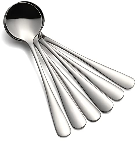 Dessert Spoons Stainless Steel Set of 6 Small Spoons for Savoring Dessert Cake Ice Cream (6)