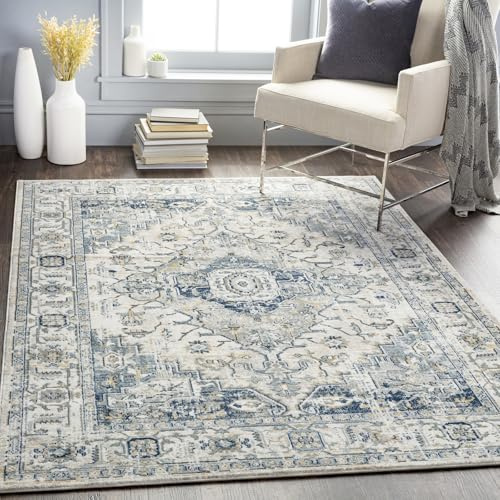 Livabliss Dalila London Vintage Rug – 200x275 cm, Blue, Grey, Slate & Ivory