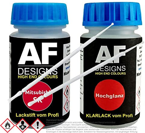 Alex Flittner Designs Lackstift Set für Mitsubishi SK Palma Red Klarlack Lacktupfer Autolack