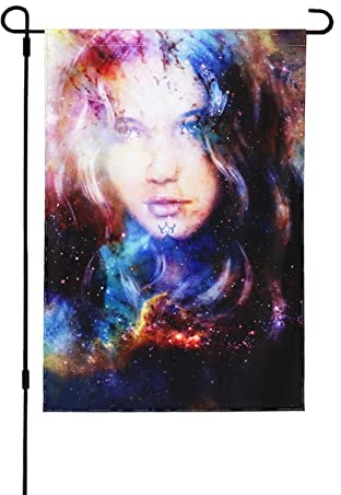Doppelseitige Gartenflagge für den Außenbereich, Goodnes Woman Eagles Weltraumdruck, dekorative Gartenflaggen für Heimdekoration, Hof, Rasen, hängende Flaggen, 31,8 x 45,7 cm