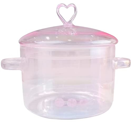Induktions Töpfe Set Klarglas Kochtopf Stieltopf Eintopftopf Herdtopf mit Deckel Instant Nudeltopf Pfanne Kochgeschirr für Nudeln, Suppe, Milch, Babynahrung, 1500 Topf