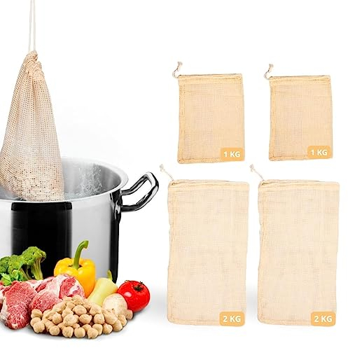 Maname® Malla coccion. 4 Bolsas De Malla Para Cocer Garbanzos | 2 Bolsa De 1kg Y 2 Bolsas De 2kg | Amplia Redecilla Para Cocinar Alimentos En Olla A Presion | Perfecta Red Para Cocido