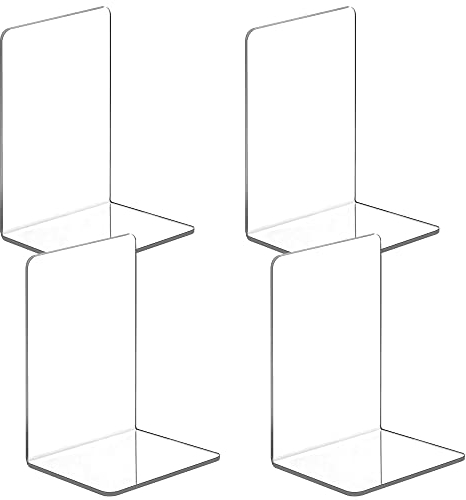 Aieraczy Acryl Transparent Buchstützen, 2 Paar Buchständer Schule, Buchstütze Kinder, Buchhalter Regal, Bücherhalter, Buchaufsteller für Schlafzimmer, Bibliothek, Büro, Schreibtisch Organizer