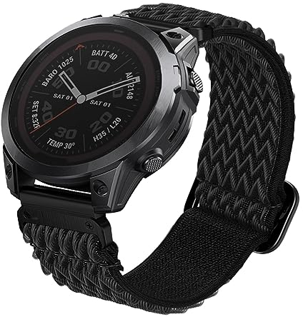 Abanen Verbessertes elastisches Band für Garmin Fenix 7 / Fenix 6 / Fenix 5, weiches dehnbares Nylon-Armband für Garmin Epix Pro 47 mm, Forerunner 965/955, 22 mm, Schwarz